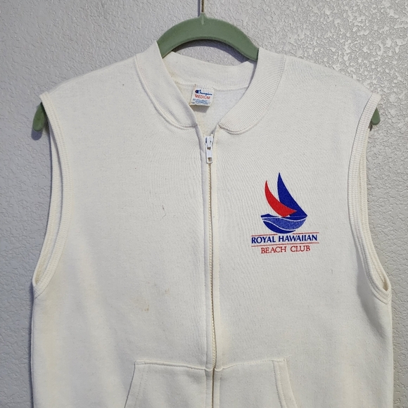 CHAMPION x ROYAL HAWAIIAN golf club beach club zip up sleeveless sweatshirt M - Picture 9 of 9